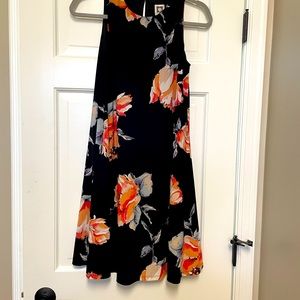Anne Klein Black Floral Sleeveless A- line Dress
